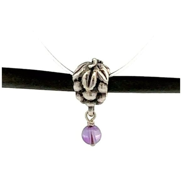 Retired Pandora Sterling Silver 790481 Amethyst Grapes Dangle Charm Bead! 57 - Picture 1 of 10